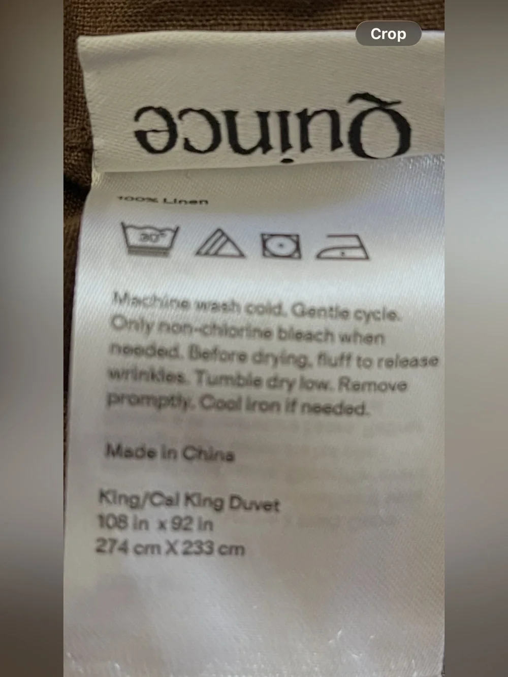 NWOT Quince European Linen 1 Piece Duvet Cover, King/Cal (Espresso)